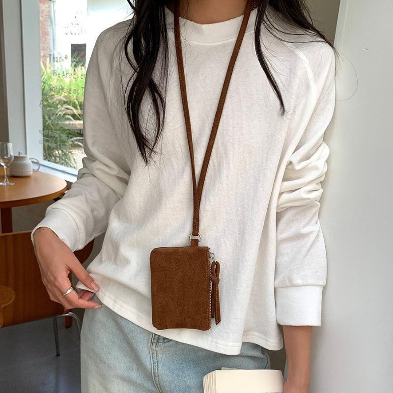 Fashion Personality Solid Color Suede Suede Surface Change Autumn Mini Neck Square Bag
