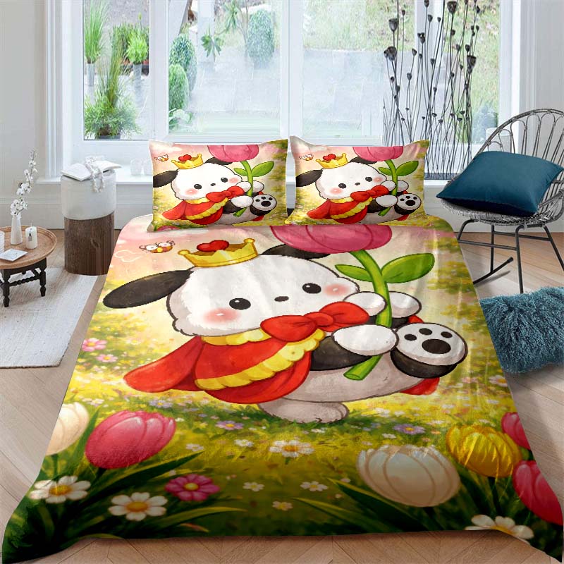 

The new cartoon Pochacco dog themed three piece bedding set for 2026, including duvet covers and pillowcases, is the perfect cho 135x200cm