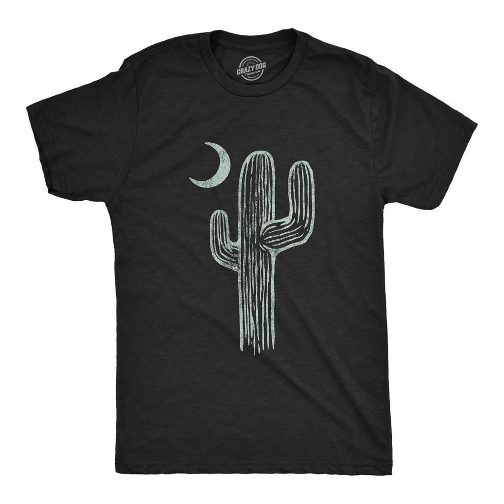 Mens Cactus Moon T Shirt Cute Desert Night Graphic Novelty Tee