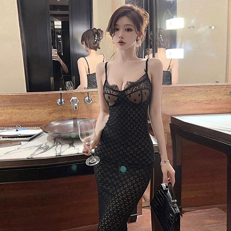 Women's Celebrity Sexy Lace Suspender Dress Dress