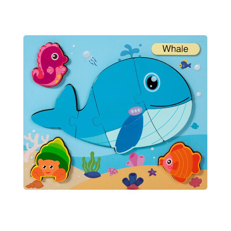 Kognitive 3D dreidimensionale Puzzle-Spielzeuge für Kinder 0-3 Jahre, frühpädagogische Lernpuzzle aus Holz