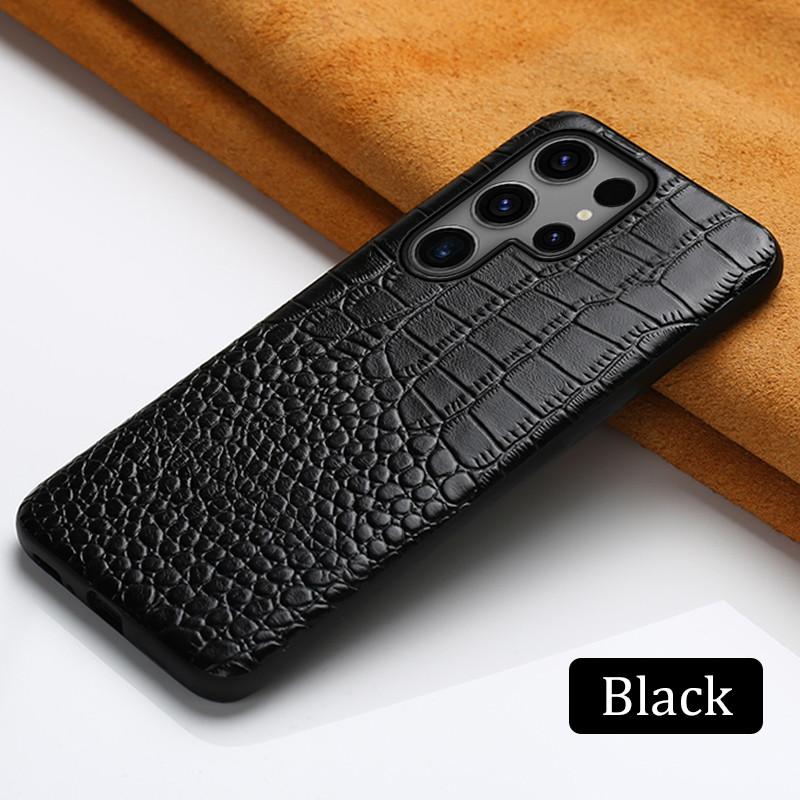 Genuine Cowhide Leather Bracket Phone Case for Samsung Galaxy S 24 23 S24 Ultra S23 Plus S24Ultra S22Ultra Back Cover with Ring