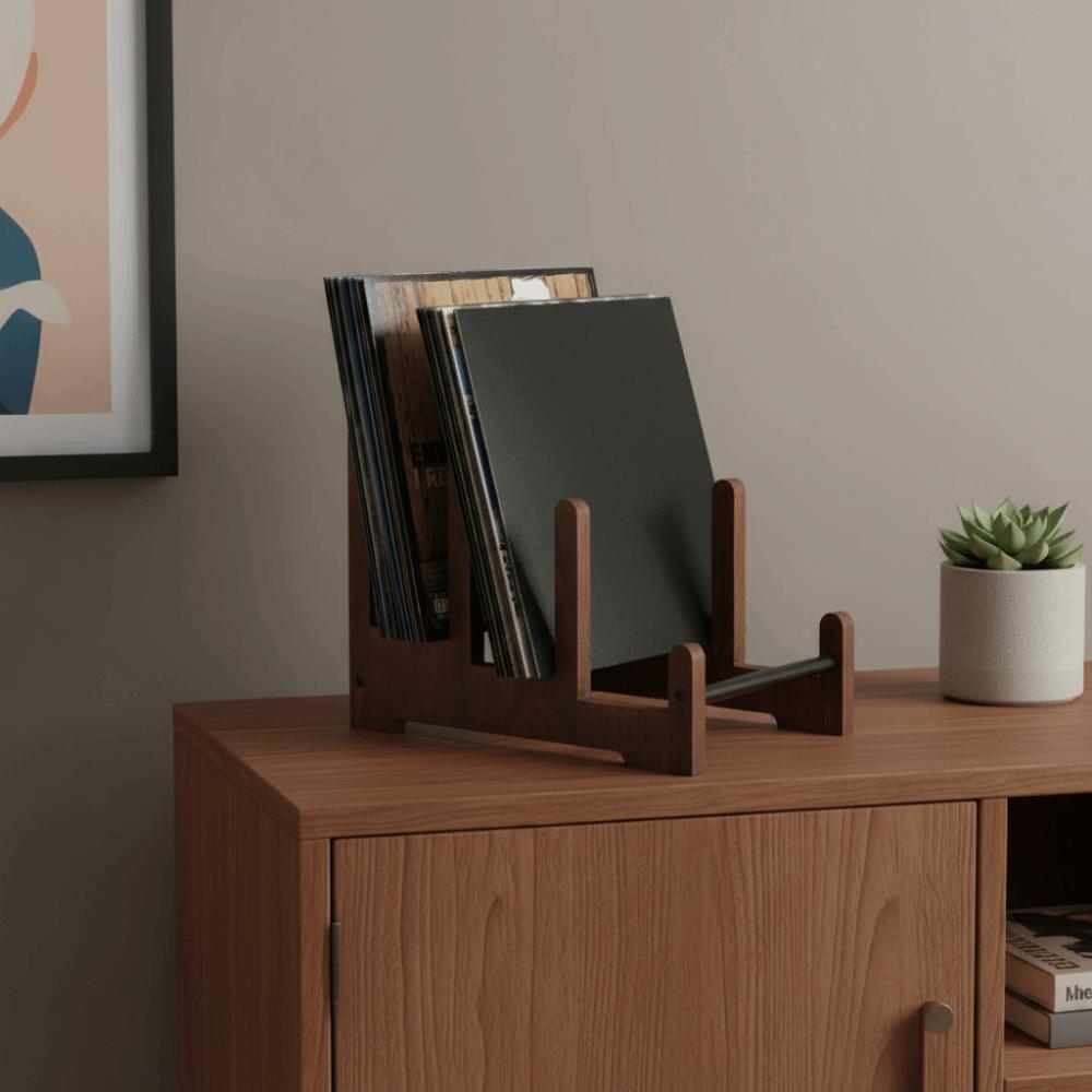 Grote Vinyl Platenhouder Bruin CD Display Stand Vintage Album Displayhouder LP Opslag