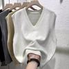 Women Sweater Vest Solid Vintage Casual Spring V-Neck Design Sleeveless Vest Elegant Waistcoats