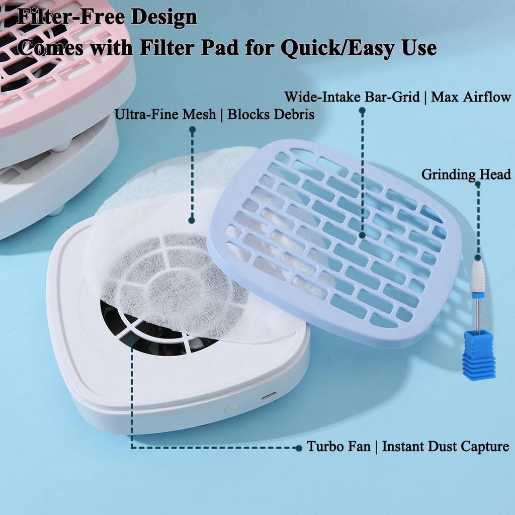 TFSCLOIN Nagelstaubsauger Geräuscharm Nagelstaubsauger Filter Entfernen Nagelabsaugventilator Nagelkunstwerkzeug