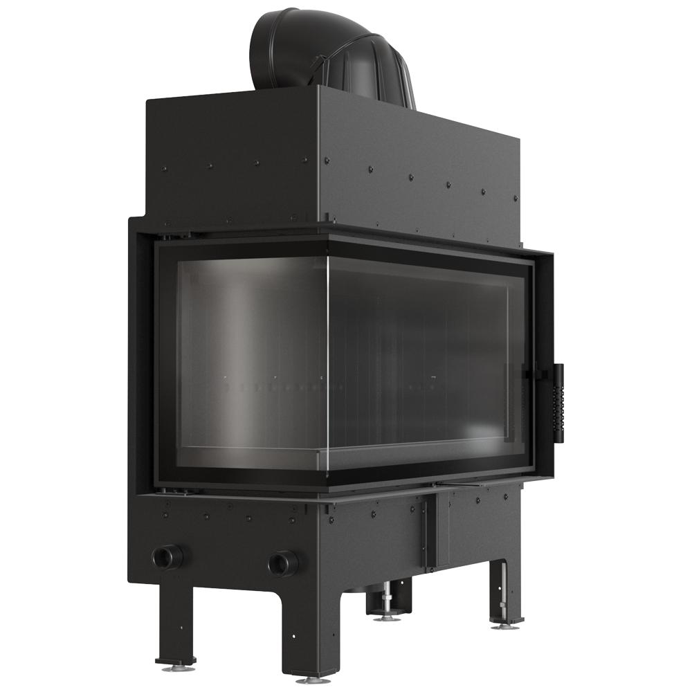 KRATKI FLOKI L Left Air Fireplace 12 kW Ø200 Black Set for Installation