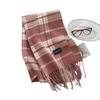 New Classic Korean Style Double Sided Plaid Tassel Scarf for Women Winter College Style Couple Versatile Warm Scarf