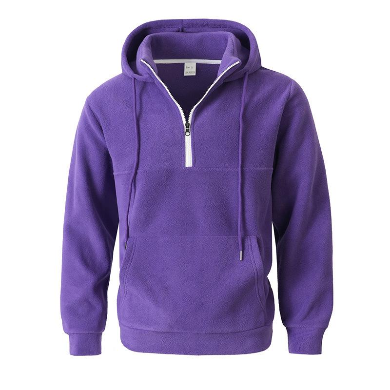 Autumn Winter Men's Thickened Hooded Sweater Stand-up Collar Half-zipper Long-sleeved Casual Comfortable Skin-friendly Breathable Tops Sweatshirt