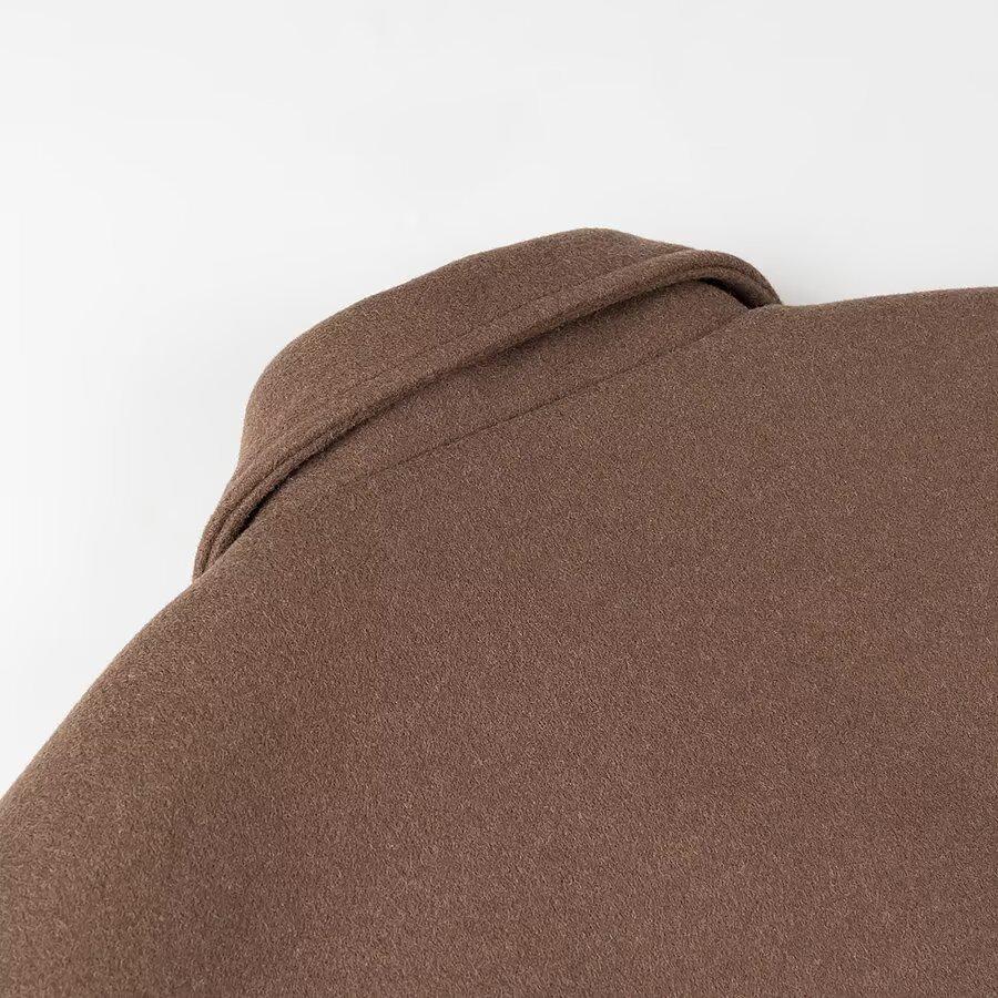 2024 Autumn Women's European & American Style Versatile Zipper Trim Long Sleeve Wool Coat