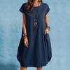 Loose Casual Solid Color Pocket Dress for Women