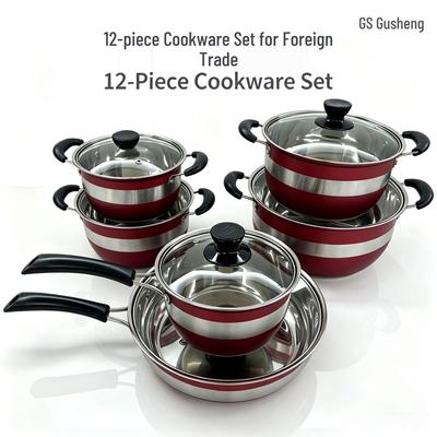 Ensemble de batterie de cuisine Cross 12 pièces: Comprend une marmite, une poêle, un set de casseroles et une cocotte. Collection d'ustensiles de cuisine idéale.