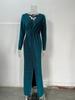 Sparkling Crystal V-Neck Evening Gown - Elegant Luxury Banquet & Performance Dress