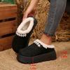 Fashion Warm Plush Thick Bottom Outdoor Slippers Women 2025 Winter Chunky Platform Wedge Heel Non Slip Indoor Slippers Furry House Shoes
