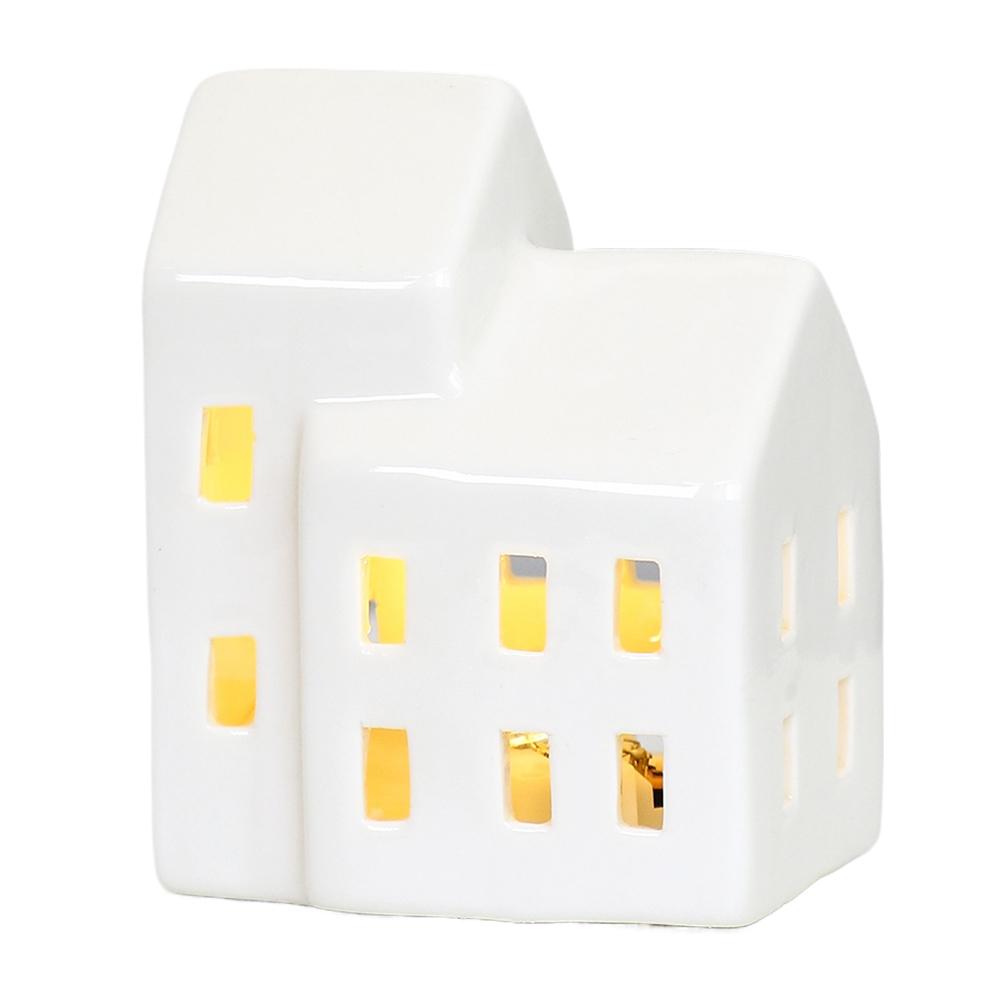 High-end Christmas Indoor Ornaments Village Lighted Ceramic Handmade Houses Xmas Holiday Farmhouse Rustic Decor For Home Table