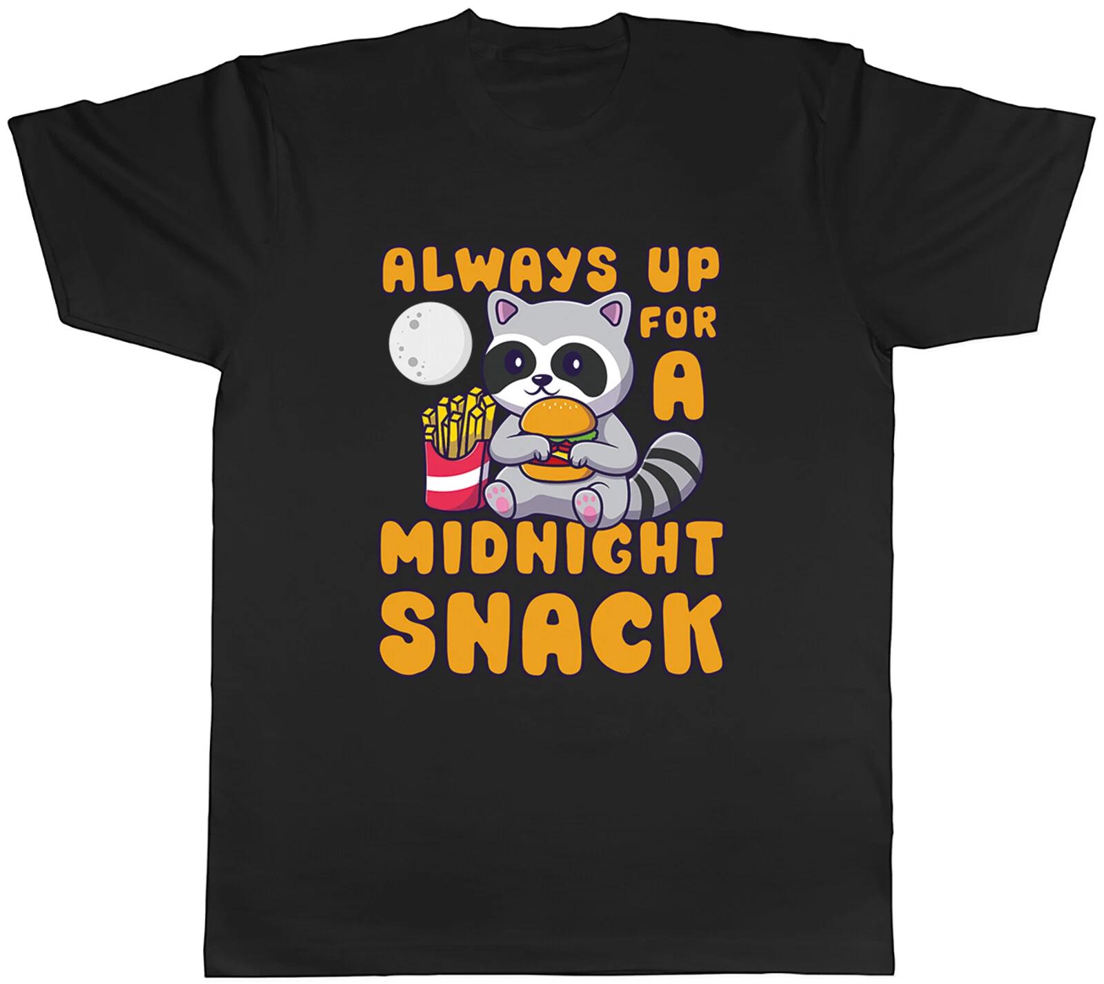 Funny Midnight Snack Mens T-Shirt Raccoon Foodie Snack Lover Tee Gift XS