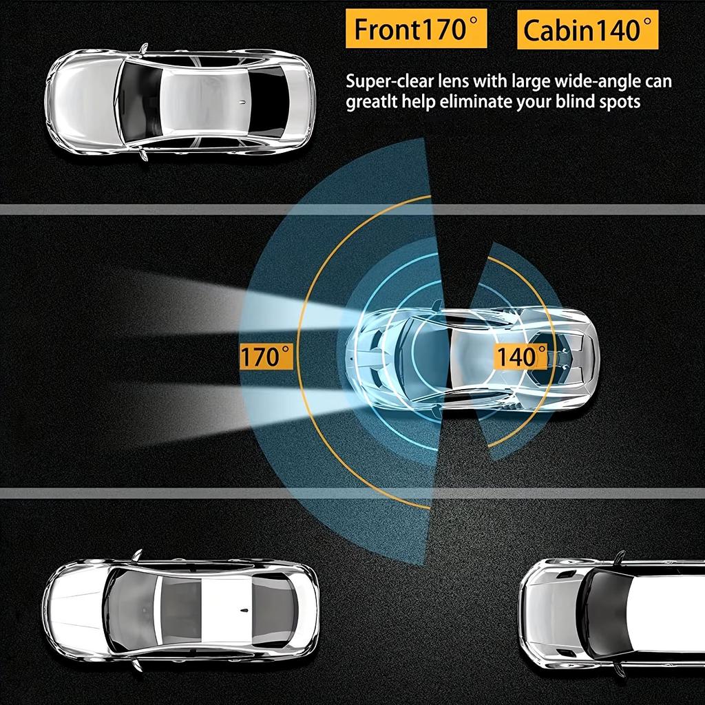 New 1080P WIFI Dual Camera Dash Cam for Cars,Front and Inside,car Camera with IR Night Vision,Loop Recording,wide Angle Car DVR Came