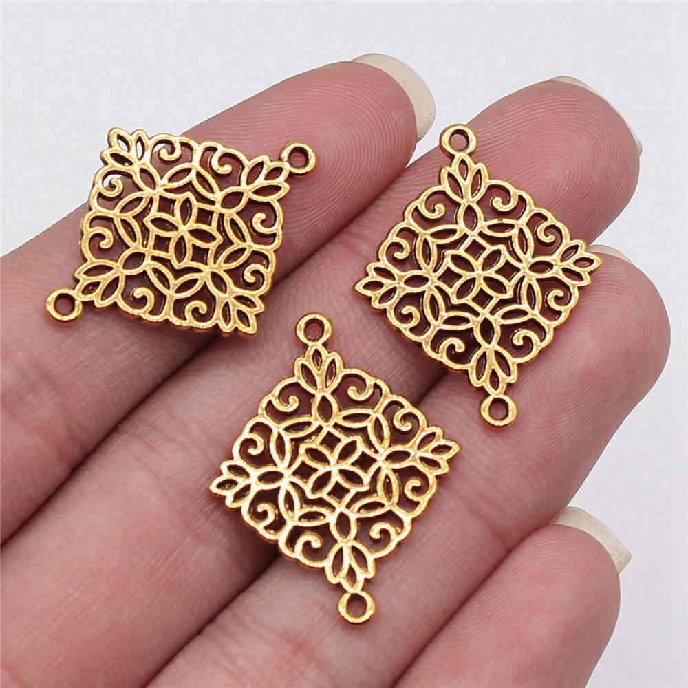 Flower Petal Connectors Botanical Themed Antique Bronze Zinc Alloy Jewelry Making Connect Charms Extender Connectors