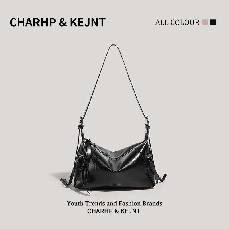 

CHARHP & KEJNT Official Spice Girl Silver Tassel Shoulder Bag Premium Textured Sweet Cool Underarm Bag Women чёрный