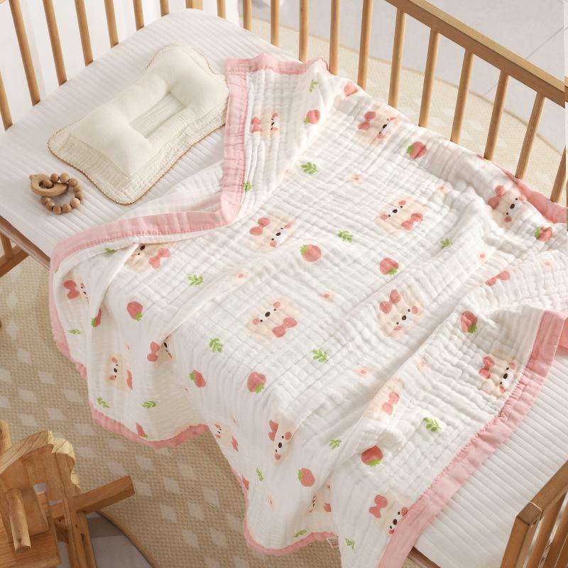 110x110cm High Density Pure Cotton Six-Layer Gauze Baby Bath Towel and Toddler Blanket