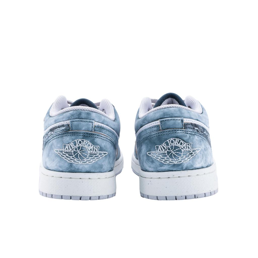 Jordan Air Jordan 1 Slip Resistant Abrasion Resistant Low Top Vintage Basketball Shoes Men's Blue White FQ7687-300(Team626-)