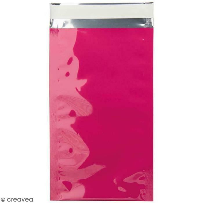 Enveloppe fantaisie 13 x 25 cm - Rose fuchsia - 5 pcs