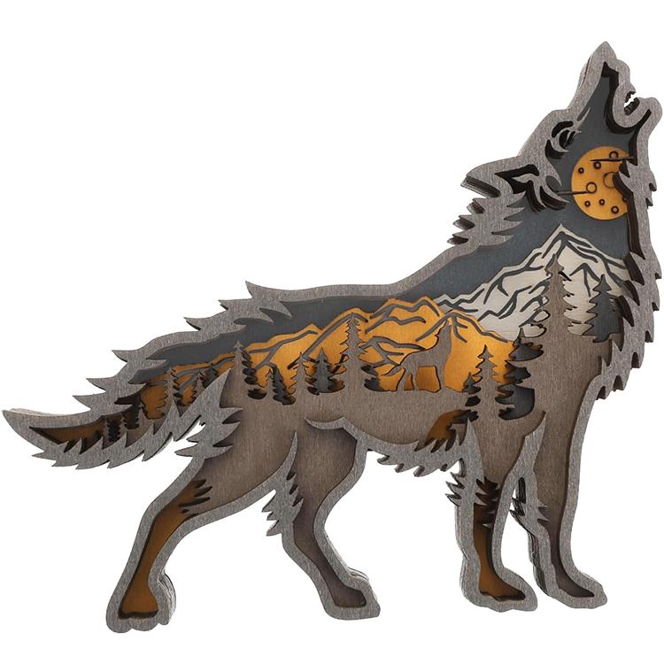 

3D Wood Carving Animals Home Decorative Bear Elephant Wolf Presents Ideas Christmas Living Room Office Decor Gift for Friends