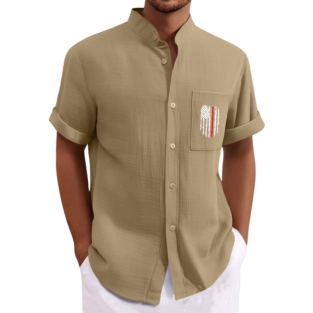 Men'S Casual Loose Short Sleeved Printed Shirt With Fashionable Top