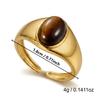 Maillard Style Tiger's Eye Signet Stone Ring for Women Adjustable Gold Plated PVD Coating Stainless Steel  Party Jewelry Gift