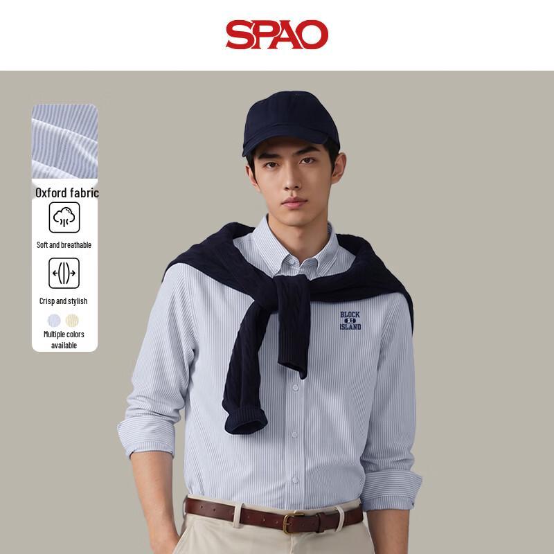 SPAO Men s College Style Striped Oxford Shirt L небесно-голубой
