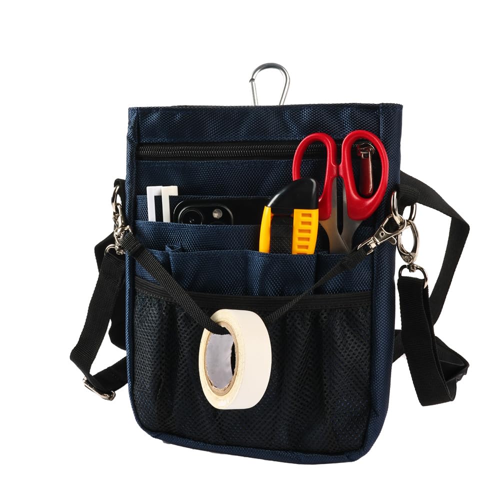 

Многофункциональная поясная сумка медсестры через плечо с канцелярскими принадлежностями и инструментами для и офиса 13 открытого типа с магнитным размером темно-синий чехол, чехол, 3-сторонний ластовичный, сумка,