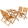 Garden Furniture Set Acacia Wood Seating Group 5-Piece Foldable Table with 4 Folding Chairs Slatted Design