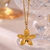 Exquisite Flower Necklace For Women Elegant Gold Color Nameplate Party Stainless Steel Waterproof Jewelry Charm Birthday Gift