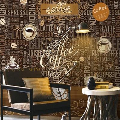 Coffee Shop Mural Retro Coffee Shop 3d Alphabet Background Wallpaper Cafe Restaurant Snack Bar Wall Mural Wallpaper