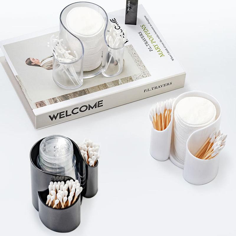 Wattestäbchenspender 2 Fächer Wattebällchen, Wattestäbchen, Rundpadhalter Für Badezimmerbehälter Organizer, Kunststoff