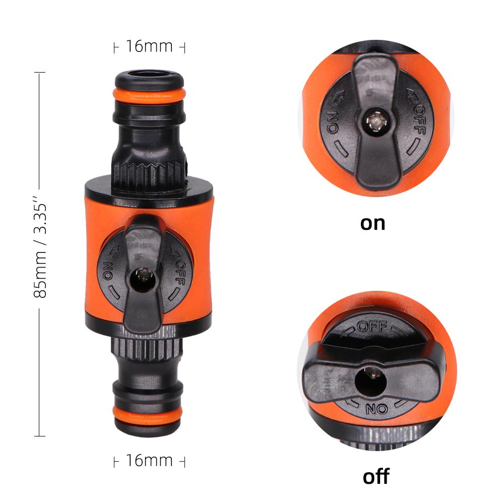 2PCS 16MM Equal Garden Hose Shut Off Valve Fitting Plastic Tubing Tap Adapter Quick Joint for Watering Irrigation Car Wash