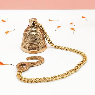 Mandir Tempel Wohnzimmer Dekoration Pooja Dekorationsartikel Puja Glocke Luft Größe 1,7 x 1,7 Zoll Kettenlänge 11,4 Zoll Messing