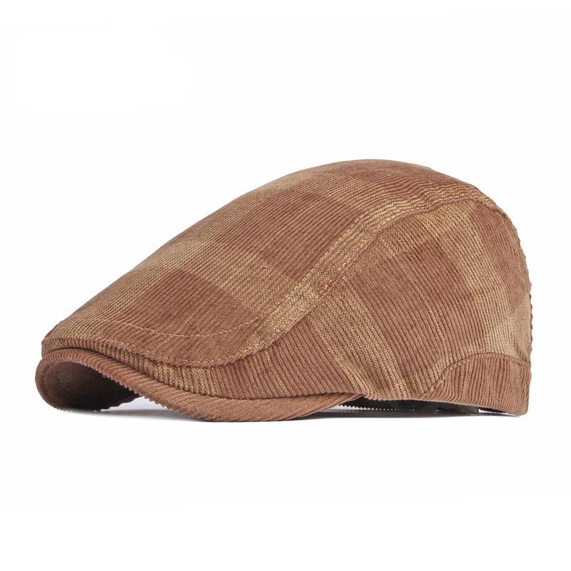 Vintage Beret Hat Men Cabbie Visor Women Corduroy Herringbone Peaked Ivy Cap Plaid Newsboy Flat Cap Duckbill Hat Bone Masculino