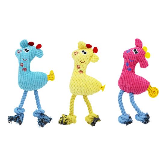 Plush Deer Dog Toy Squeaky Stuffed Animal Dog Chew Toy Interactive Rope Knot Tug-of-War Toy for Dogs Teeth Cleaning Boredom Relief