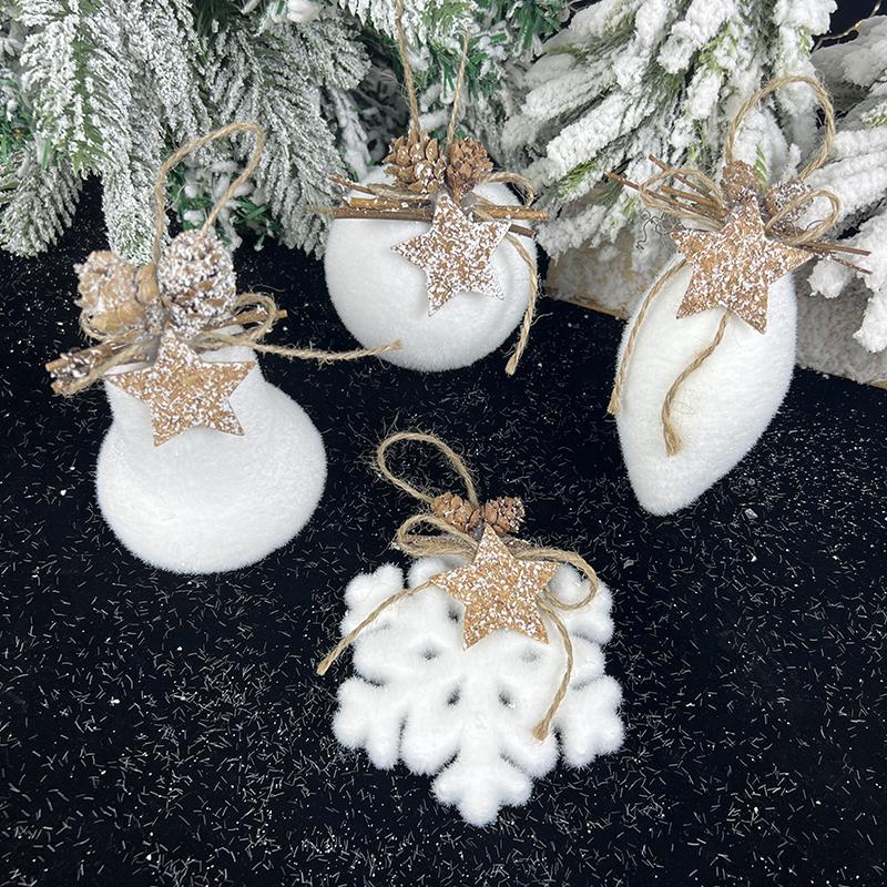 White Foam Christmas Ball Ornaments Xmas Tree Hanging Snowflake Bell Pendants Navidad Home Party Decorations 2025 New Year Gifts