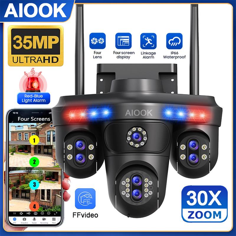 

AIOOK Video Camera HD 35MP WIFI Camera 30X ZOOM Outdoor Camera Waterproof Night Vision Two-Way Intercom Motion Tracking IP CCTV FFvideo APP camera