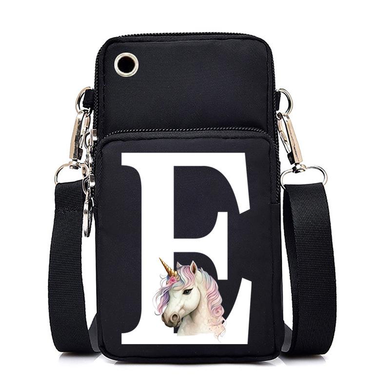 Unicorn Unicorn Letter Printing Black Oblique Span Bag Casual Portable Multi-Function Mobile Phone Bag