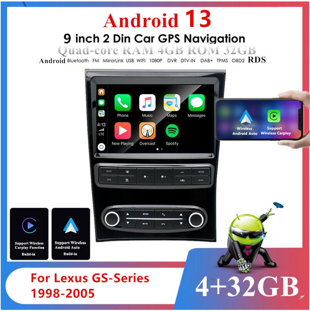 9" Stereo Radio Head Unit For Lexus GS300 GS400 GS430 1998-2005 Carplay 4+32GB