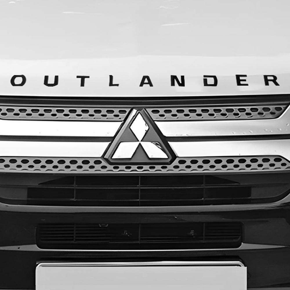 For Mitsubishi 13-19 Outlander Letters Bonnet Badge Front Hood Emblem 3D ABS Stickers Chrome Black Car Styling Accessories