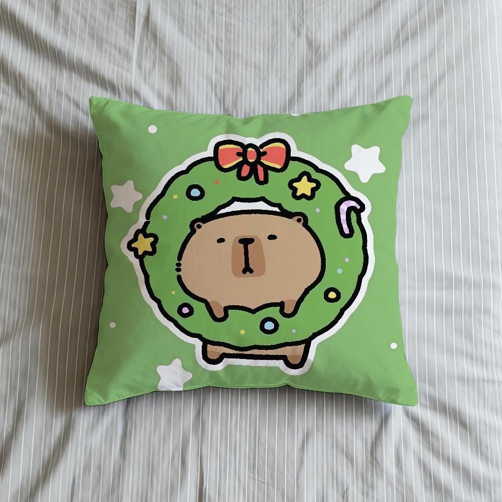 Cushion Cover Soft Case For Sofa Living Room Home Cute Capybara Comfortable Office Decor Christmas Protective Pillow Covers