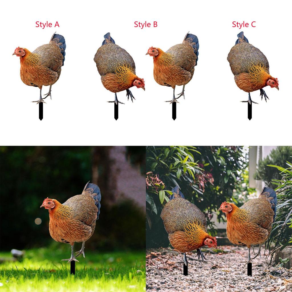 Decorative Hen Garden Stake Patio Stakes Decoration Yard Art Animal Statue Stakes for Patio Garden Pathway Outdoor Backyard