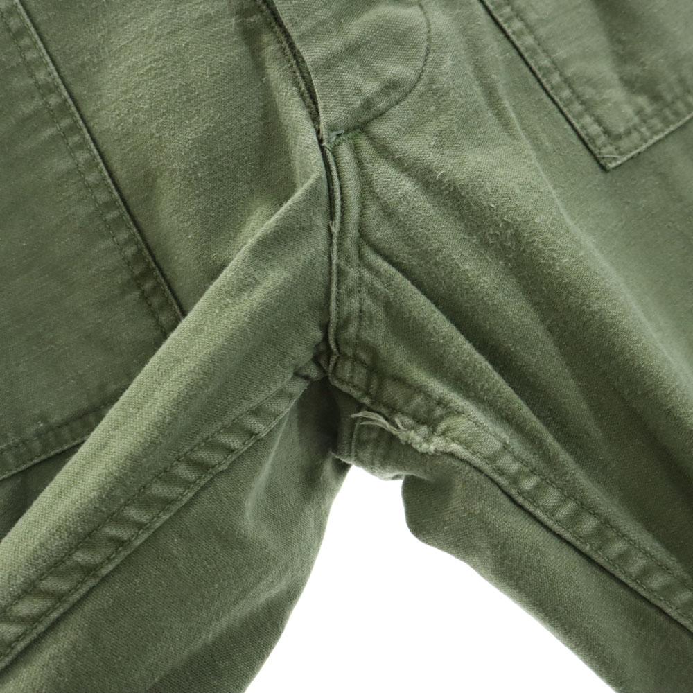 US ARMY 70s DSA Vintage Cotton Satin Baker Pants W30 Military Button Fly Men's Used