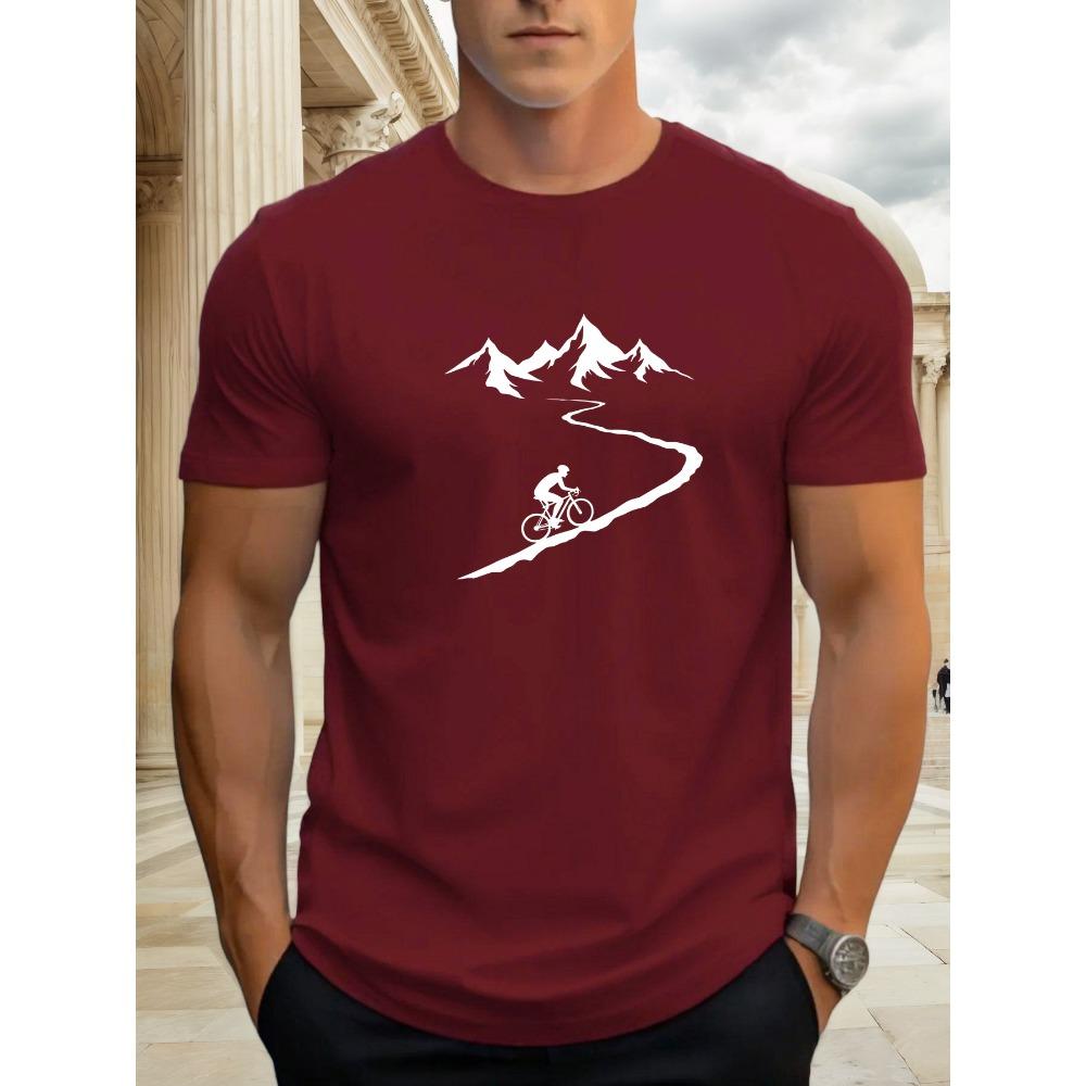 Summer Men's Casual Loose Fashion Cycling Pattern Printing Sports Short-sleeved Round Neck T-shirt Top