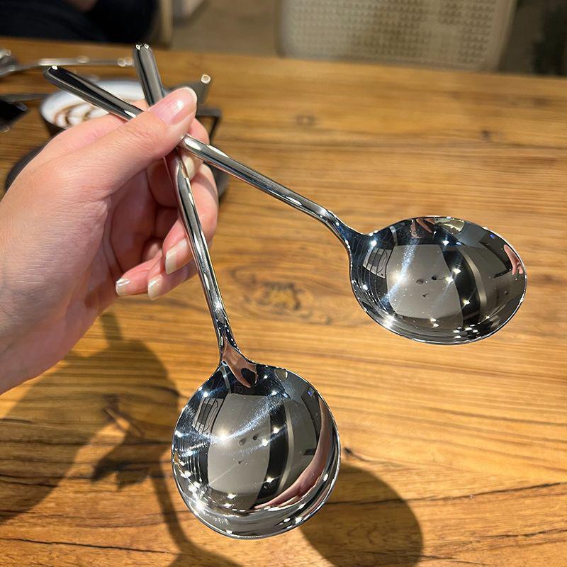Kitchen Dinner Dish Public Spoon Big Spoon Shovel Long Handle Stainless Steel Serving Spoon Round Head Buffet Serving Spoon