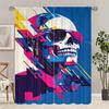2 PcsCool skull print curtains,suitable for bedroom,living room kitchen decoration,home decoration,window decoration