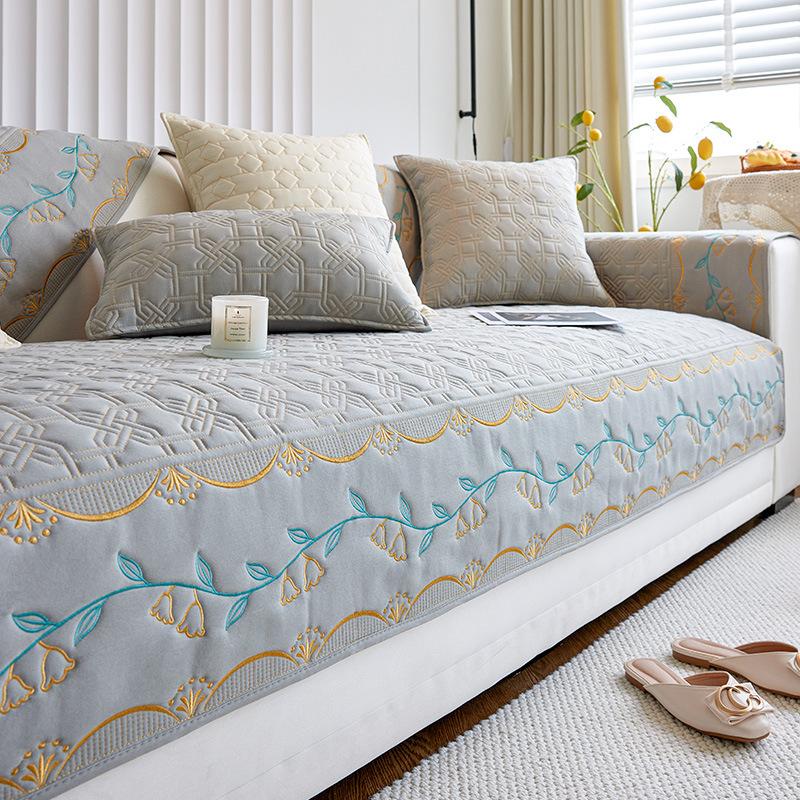 

Чехол для дивана с вышивкой, хлопковый чехол для сиденья, комплект мебели для гостиной, защитный чехол, чехол для лежака, диван-кровать, нескользящая подушка для дивана 70x70cm 1pcs